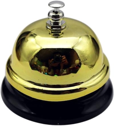 Metalen Tafelbel - Servicebel Keuken - Aandacht Trekken - Heldere Klank - 8 x 6 x 6 cm - Goud