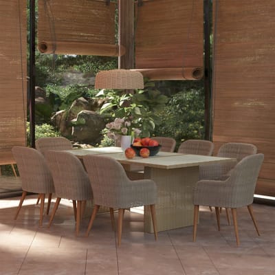 vidaXL - 9-delige - Tuinset - poly - rattan - bruin