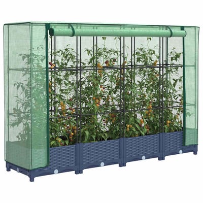 vidaXL - Verhoogde - plantenbak - met - kashoes - rotanlook - 160x40x123 - cm