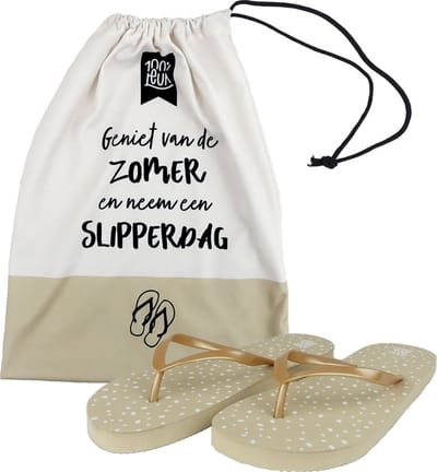 100%LEUK - Slippers 'Slipperdag' - Zomercadeau - Zomervakantie - maat 40/41