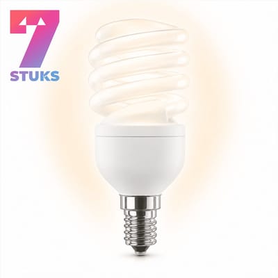 7x Spiraal Spaarlamp E14 - 13W - Daglicht (6400K) - 780 lm - 10 jaar - Niet Dimbaar