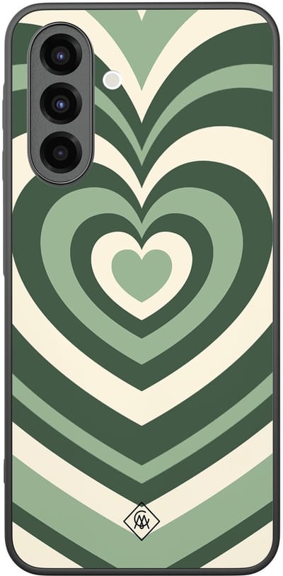 Casimoda® hoesje - Geschikt voor Samsung Galaxy A26 - Hart Swirl Groen - Zwart TPU Backcover - Geometrisch patroon - Groen