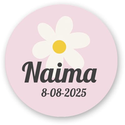 25x Geboorte Sluitstickers Madelief – Roze - Gepersonaliseerd met Naam & Geboortedatum – Ø 4 cm - Sluitzegels - Pimp Studio