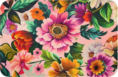 WC mat 60x40 cm - Antislip - Bloemen - Kleurrijk - Roze - Toiletmat - Vloermat - Douchemat - Toilet tapijt - Toiletmatten