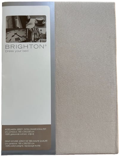 Brighton Hoeslaken Jersey Katoen - Eenpersoons - 90x220 cm - Zand - Zacht & Elastisch