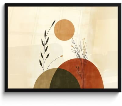 Poster in lijst - Fotolijst 70x50 cm - Posters - Planten - Abstract - Vormen - Posterlijst zwart - Decoratie - Wanddecoratie woonkamer - Muurdecoratie slaapkamer