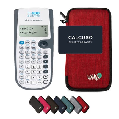 TI-30XB MultiView incl. WYNGS Beschermhoes Rood - Wetenschappelijke Rekenmachine - Basis Pakket