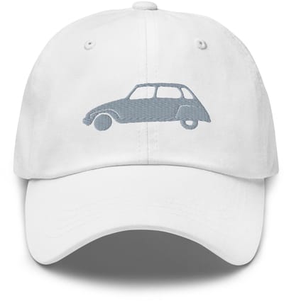 De2pktjes - Geborduurde Citroën Dyane pet - Wit