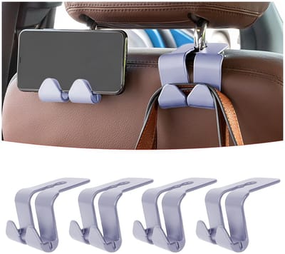 Dailygoods- Hoofdsteun Haak - 4 Stuks - Dubbele Hangers - Auto Interieur Opberger - Geschikt voor Alle Auto's - Duurzaam ABS Materiaal - Auto Tas Haak
