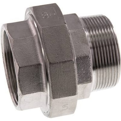 Rp 2'' x R 2'' F/M RVS Borstnippel 3-delig met Vlakke afdichting 16 Bar - FL2S-FM-SHP-200R-T