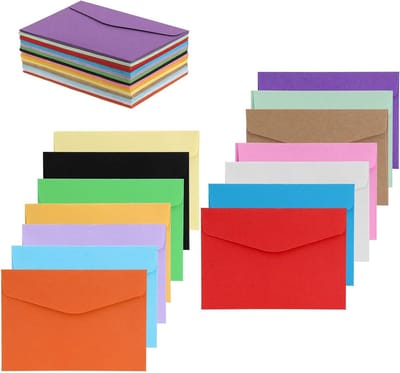 Solidchoice - Mini Enveloppen Set van 70 in 14 Kleuren 11.7 x 8.2 cm