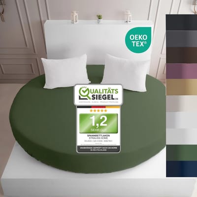 Rond Hoeslaken van 100% Katoen voor Boxspringbed - Zachte Matrasbeschermer tot 30 cm Hoogte - Groen