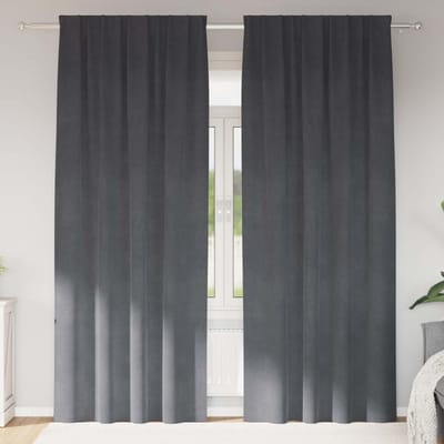 vidaXL - Blackout - Gordijnen - met - Top - Tape - 2 - stuks - Super - Lichtgrijs - Velours