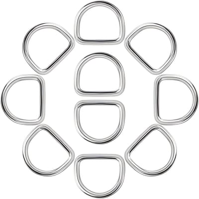 10-stuks D-ringen - Bevestigingsringen - Tasringen - Halsbandringen - Voor montage en naaiwerk - Roestvrij staal - 2.5×2.2 cm - Geschikt voor tassen, riemen, halsbanden, sleutelhangers, DIY en dagelijks gebruik - Zilver