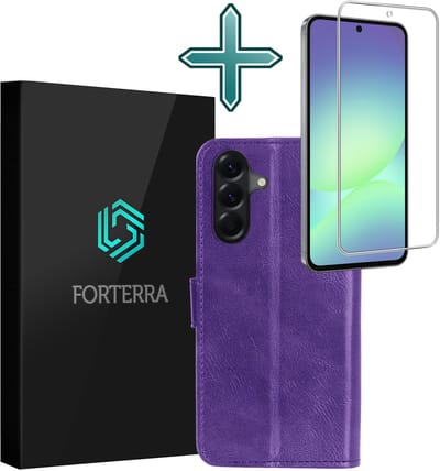 Hoesje Met Screenprotector - Geschikt voor Samsung Galaxy A56 - Luxe Pasjeshouder - Flipcase - Bookcase Portemonee - Flip Case - Kunstleer Book Case - Book Cover - Walletcase - Portemonneehoes - Paars