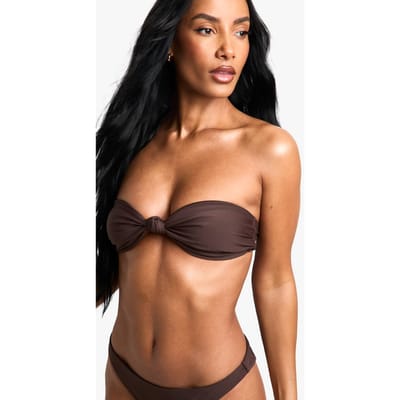 boohoo Dames Zwempak Essentials Bandeau Bikini Top | Chocoladebruin | Maat: 40