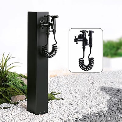 Verticale Tuinwaterkolom Van Roestvrij Staal 304, Waterkraan met Kraan, Vorstbestendige Buitenkraan for Buiten, for Irrigatie op Terras en In de Tuin(D,40cm/16in)