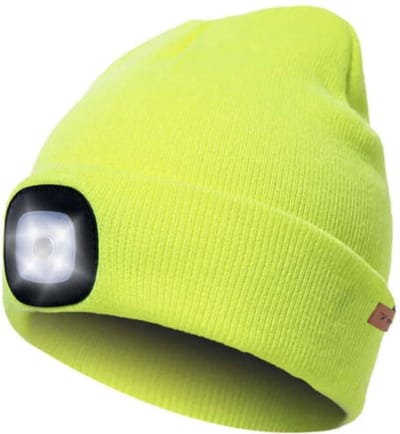 Muts met USB-oplaadbare LED-zaklamp – Dubbel Laags – Unisex – Neon Geel