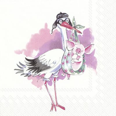 Lunch servetten Piggy 'new baby' light rose - IHR - 33x33 cm