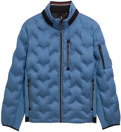 Tom Tailor - Hybride lichtgewicht gewatteerd jack met opbergbare capuchon - Maat S - real teal blue