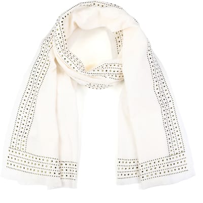 Michelle Fashion - Zachte witte omslagsjaal met studs - 1.80 x 070 m.