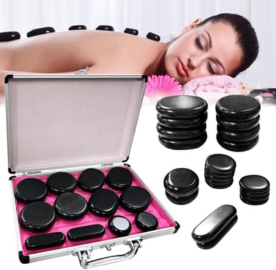 Dailygoods - Hot Stone Massage Set - Draagbaar - Elektrisch - Ontspanning - Basalt - Voor Massage - 21 Stenen