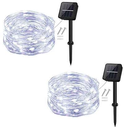 Lichtsnoer op zonne-energie - Koudwit - 5 m - 50 LEDs met 8 Verlichtingsmodi - Voor Buiten