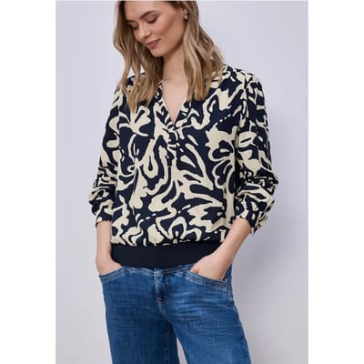 Blouse met lange mouwen en elastische tailleband