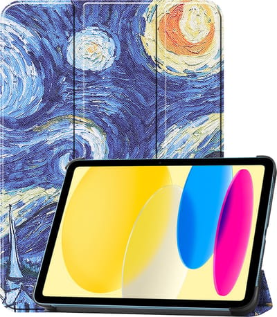 Hoesje Geschikt voor Apple iPad 10 (2022) - 10.9 inch - 10e Generatie - Dun & Stevig - Trifold Bookcase - Hard Cover - Hardcover Book Case - Tablet Hoes - Sterrenhemel