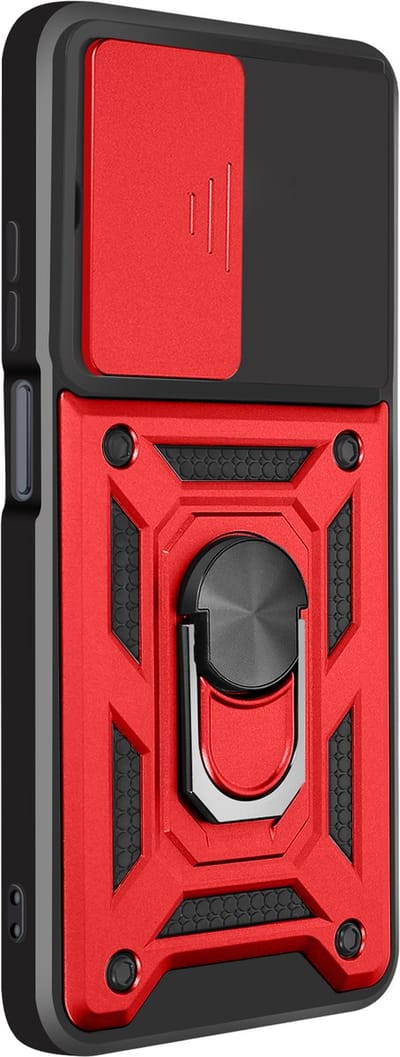 Mayaxess, Hoesje geschikt voor Redmi 15C - MIL-STD 810G & Camera Schuif, Rood
