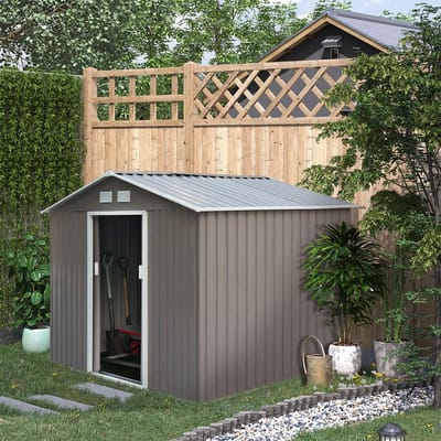 Sweiko Gereedschapsschuur - Tuinhuis - Metaal - Schuifdeur - 277 x 195 x 192 cm - Grijs (zonder vloer)