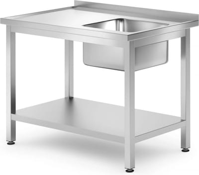 HENDI Enkele spoeltafel met schap – rechts – 1000x700x850 mm – roestvrij staal