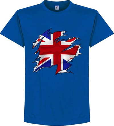 Groot Brittannië Ripped Flag T-Shirt - Blauw - XL