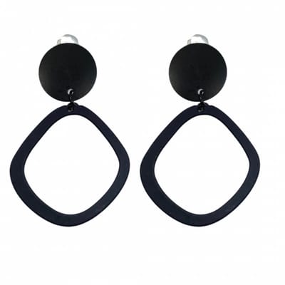 Clip oorbellen -zwart- hout- metaal- geen gaatje- Charme Bijoux