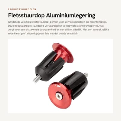 Dailygoods- Stuureindstop Aluminiumlegering - Fietsstuurdop - Stuurdop voor Racefiets/Mountainbike - 2 Stuks - 40 x 24 mm - Zwart/Rood/Goud/Bloemkleur