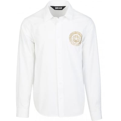 Just Cavalli luxe heren tijger shirt - Maat: IT50 white