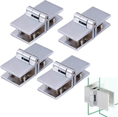 Set van 4 Glazen Deurscharnieren, 180 Graden Deurclips voor Vitrinekasten, Geschikt voor Glas van 5-8mm Dikte, Perfect voor Openen en Sluiten