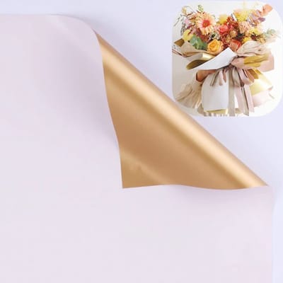 Allecto - Dubbelzijdig inpakpapier - Gouden bloemen - Waterdicht en stevig - 50 x 50 cm - Perfect voor boeketten - Ideaal voor ambachten