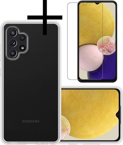 Hoesje - Met Screenprotector - Geschikt voor Samsung Galaxy A13 4G - Sterk & Shockproof - Back Cover - Siliconen Case - Telefoon Hoes - Transparant