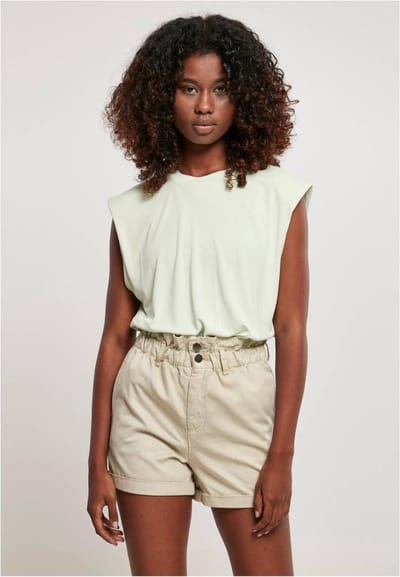 Urban Classics - Modal Padded Shoulder Mouwloze top - S - Groen