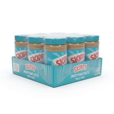 Skippy Smooth Pindakaas - Romige Amerikaanse Pindakaas - Grootverpakking 3 X 1,13 kg - Glutenvrij Extra Smeuïge Pindakaas - Voordeelpot met Kajal Sticker