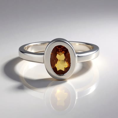 Cavill - Zilveren ring 925 Sterling zilver platina verguld - Mandarijn zirkoon 1,311 ct ovaal briljant - Elegante luxe ring damesringen
