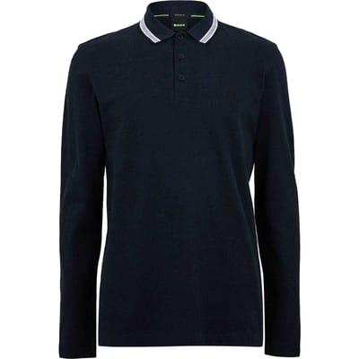 Boss Heren Plisy poloshirt met lange mouwen (Marine)