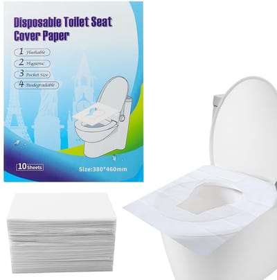 120-Delige Wegwerp Toiletbrilhoes, Wateroplosbaar en Doorspoelbaar Toiletbrilpapier voor Hygiënisch Gebruik in Openbare Toiletten (46x38cm)
