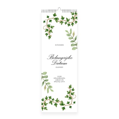 Verjaardagskalender - 31x10,5cm - 300gms ecopapier - Spiraalbinding met ophanghaakje