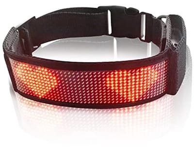 Dailygoody - LED-halsband - Programmeerbaar - Veiligheid - Rood - Oplaadbaar - Hoge zichtbaarheid - Geschikt voor medium en grote honden