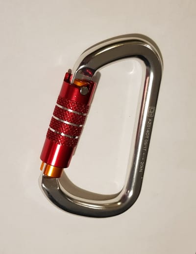 LANEX AZ014DT; Aluminium karabijnhaak met TRIACT LOCK - Aluminium / rood