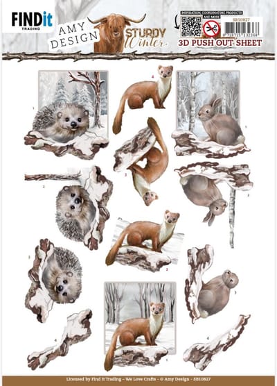 3D Push-Out - Amy Design - Sturdy Winter - Hedgehog