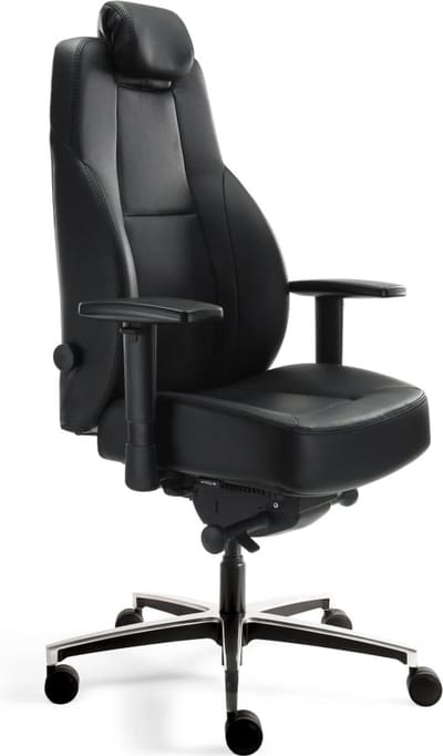 Workliving Delta-5 Leer - Ergonomische 24-uurs Bureaustoel