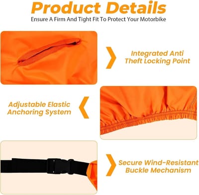 Waterdichte motorhoes voor buiten, bescherming tegen regen, UV-straling en stof, geschikt voor scooters en motorfietsen, 275 x 105 x 125 cm (XL)
